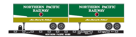 HO 50' Flat with (2) 25' Trailers, Northern Pacific (NP) #65034 (ATH96368)