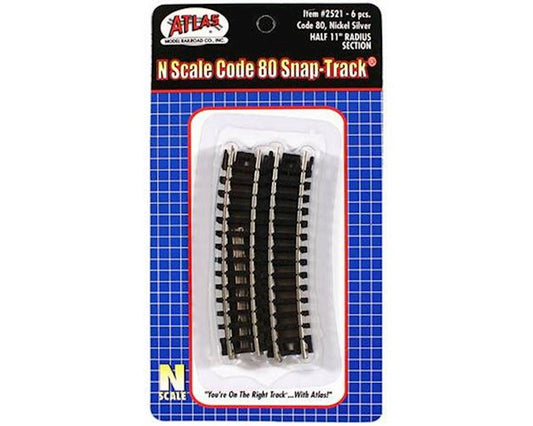 N Code 80 11" Radius 1/2 Curve (6) (ATL2521)