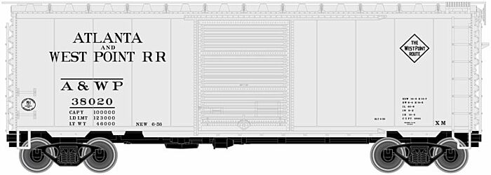 N 40' PS-1 Box Car with 8' Doors, Atlanta & West Point (AWP) #38020 (ATL50001761)