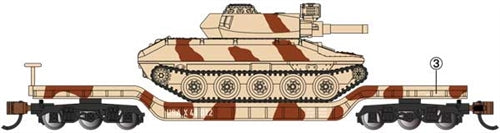 N 52' Deressed-Center Flat Car with Sheridan Tank US Army Tan Camo (BAC71387)