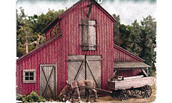 HO The Barn at Jackson Corners Kit Includes Horse & Wagon (BAR502)