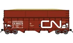 N Canadian National RTR Offset-Side 3-Bay Wood Chip Hopper, Flat Side Extensions (BLU16131)