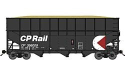 N Canadian Pacific RTR Offset-Side 3-Bay Wood Chip Hopper, Ribbed-Side Extensions (BLU17121)