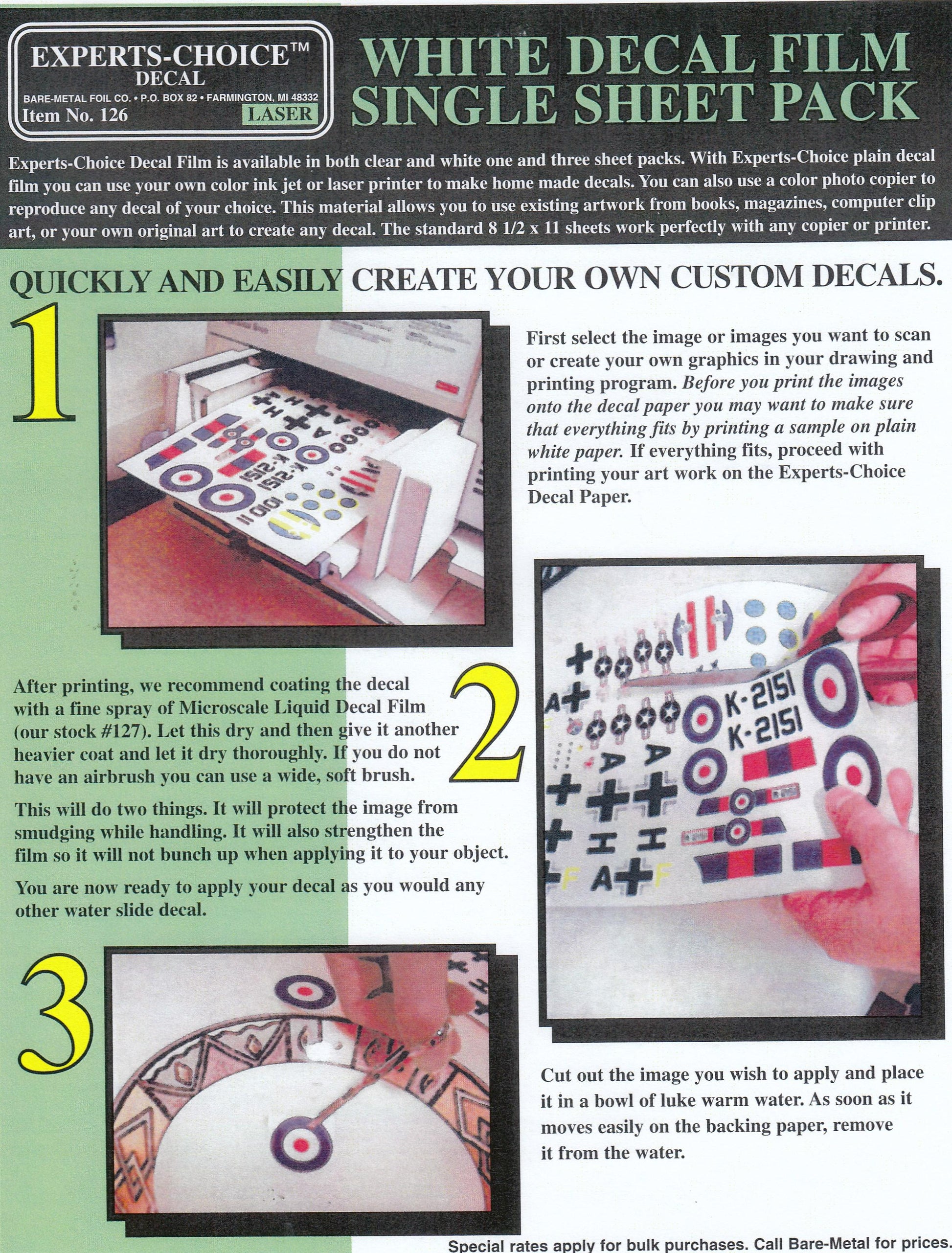 White Laser Decal Sheet (1) (BMF126)