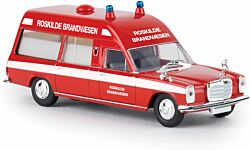 HO Assembled Mercedes-Benz MB-8 Station Wagon Hearse Roskilde Brandvaesen, Red / White / Danish Lettering) (BRK13823)