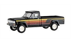HO Assembled 1968 Jeep Gladiator B Pickup Truck Honcho Edition, Black / Orange / Red (BRK19811)