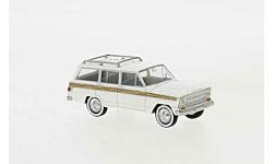 HO Assembled 1968 Jeep Wagoneer, White / Wood Stripe (BRK19870)