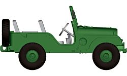HO Assembled 1950s-1980s Jeep Universal SUV Military, Green (BRK58901)