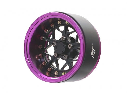 ProBuild 1.9" LGB Adjustable Offset Aluminum Purple/Black Beadlock Wheels (2) (BRPB031PBK)