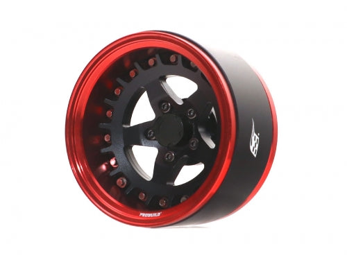 ProBuild 1.9" SS5 Adjustable Offset Aluminum Red/Matte Black Beadlock Wheels (2) (BRPB033RMBK)