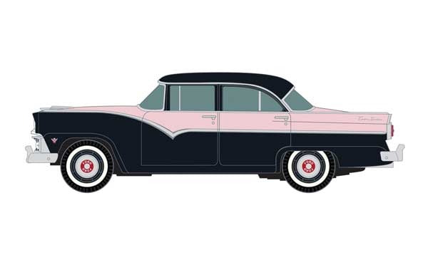 HO Mini Metals Assembled 1955 Ford 4-Door Sedan, Coral Mist, Black (CMW30601)