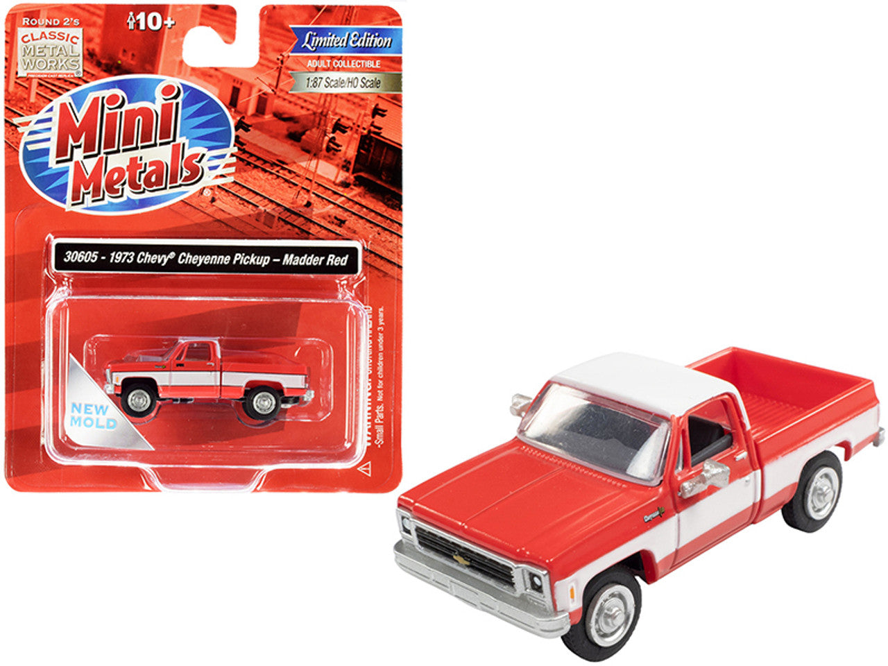 HO 1973 Assembled Chevrolet Cheyenne Pickup Truck, Madder Red and White (CMW30605)