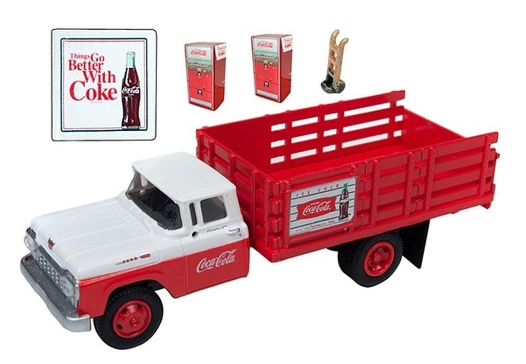 HO Mini Metals Assembled 1960 Ford Stakebed Truck with Vending Machines, Coca-Cola (CMW40006)