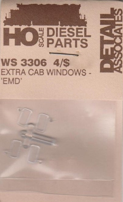 HO Extra Cab Windows - EMD (4) (DAS3306)
