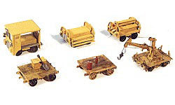 Track Crew Work Train Kit (3) Non-Powered Speeders, (2) Trailers and (1) Trailer with Small Crane (DUR90)