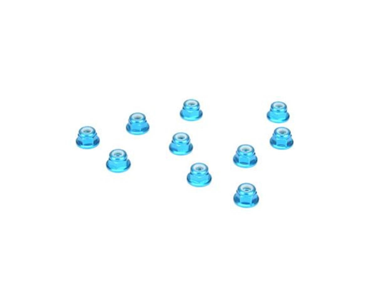 3mm Aluminum Flanged Lock Nut Blue (10) (DYN8552)