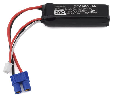600mAh 7.4V 20C 2S LiPo Battery Pack with EC3 Plug (DYNB6223)