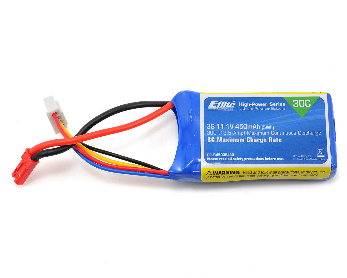 450mAh 11.1V 30C 3S LiPo Battery Pack with JST Plug (EFLB4503SJ30)