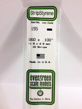 0.060"x0.100"x14" Opaque White Polystyrene Strip (10) (EVG155)