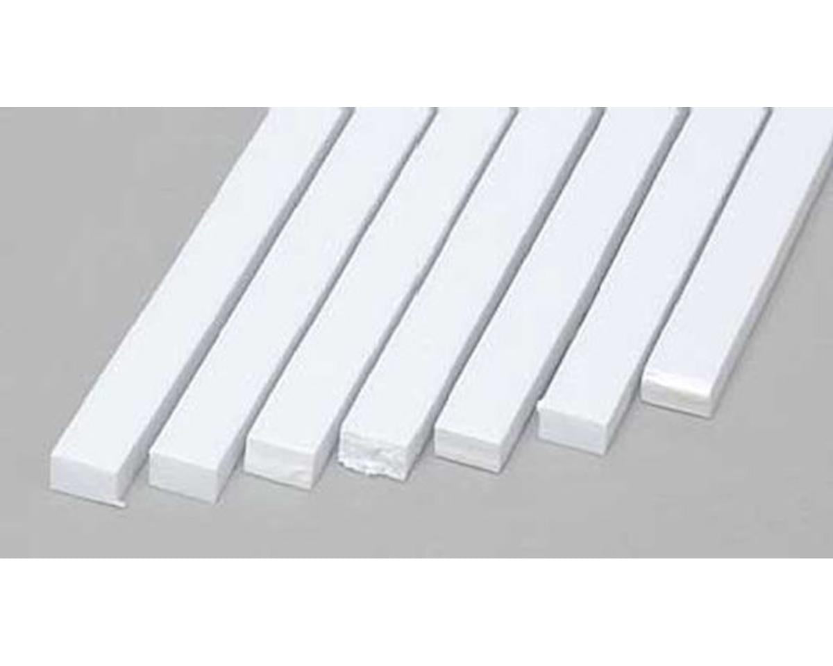 0.100"x0.156"x14" Opaque White Polystyrene Strip (7) (EVG177)