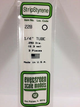 Opaque White Polystyrene Round Tubing 1/4" Outer Diameter (3) (EVG228)