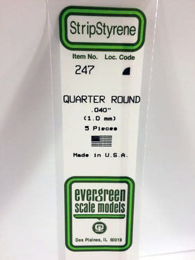 Opaque White Polystyrene Quarter-Round .040" (5) (EVG247)