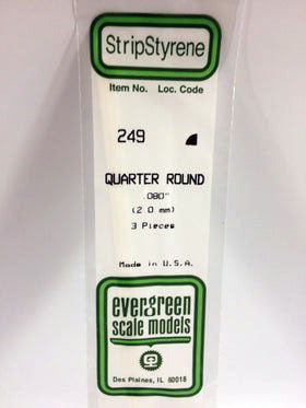 Opaque White Polystyrene Quarter-Round .080" (3) (EVG249)