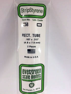 Opaque White Polystyrene Rectangular Tubing 0.187"x0.312" (2) (EVG258)