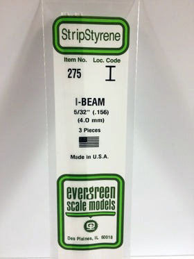 Opaque White Polystyrene I-Beam 5/32"x14" (4) (EVG275)