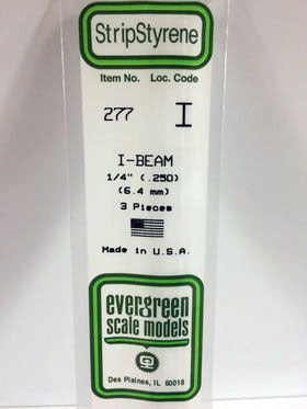 Opaque White Polystyrene I-Beam 1/4"x14" (3) (EVG277)