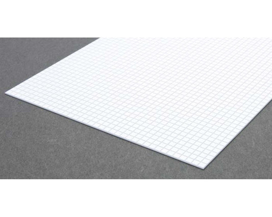 Opaque White Polystyrene Square Tile 1/6" Squares, 0.040"x6"x12", 0.025" Groove Spacing (1) (EVG4504)