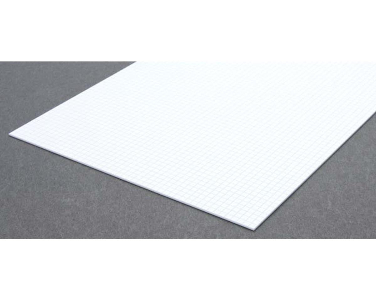 Opaque White Polystyrene Sidewalk 1/8" Squares, 0.040"x6"x12", 0.011" Groove Spacing (1) (EVG4514)