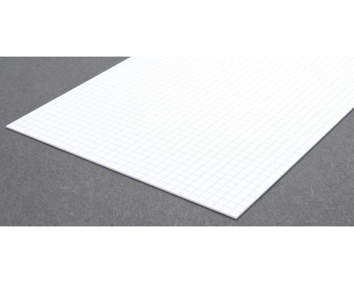 Opaque White Polystyrene Sidewalk 3/16" Squares, 0.040"x6"x12", 0.013" Groove Spacing (1) (EVG4515)