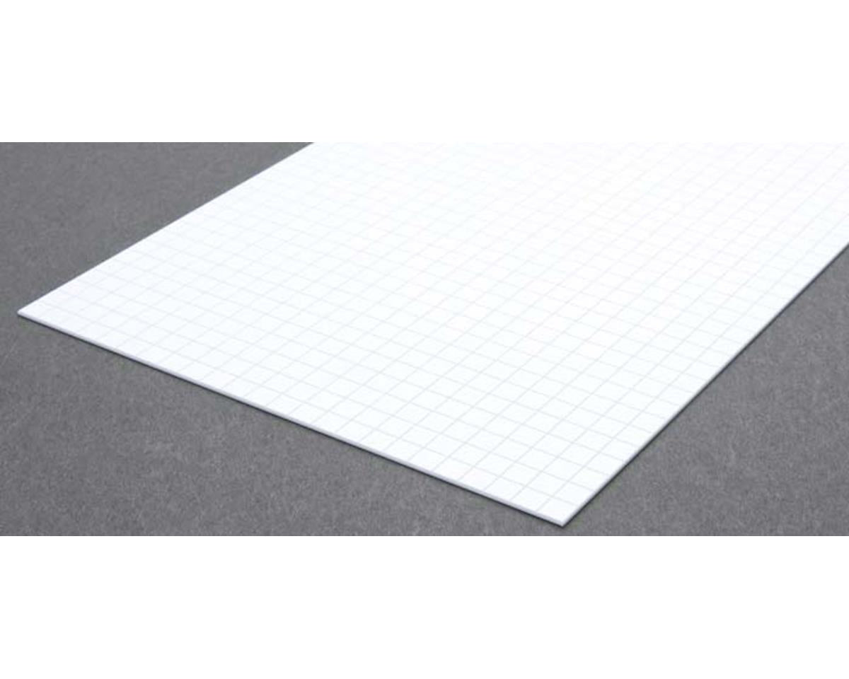 Opaque White Polystyrene Sidewalk 1/4" Squares, 0.040"x6"x12", 0.016" Groove Spacing (1) (EVG4516)