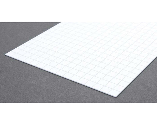 Opaque White Polystyrene Sidewalk 3/8" Squares, 0.040"x6"x12", 0.021" Groove Spacing (1) (EVG4517)