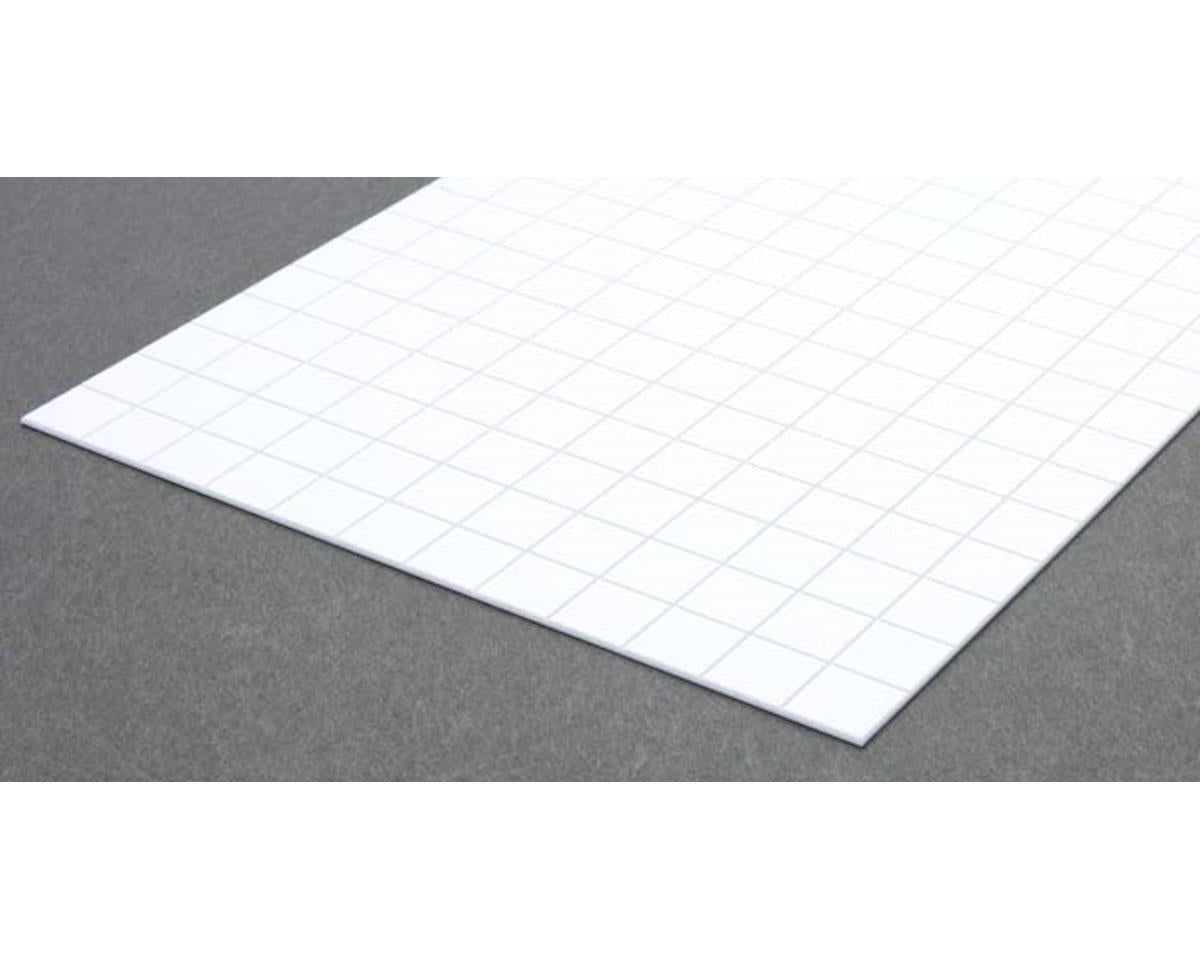 Opaque White Polystyrene Sidewalk 1/2" Squares, 0.040"x6"x12", 0.026" Groove Spacing (1) (EVG4518)