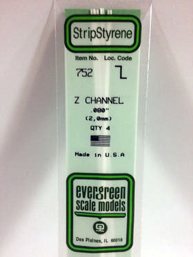 Opaque White Polystyrene Z-Channel 0.080"X14" (4) (EVG752)