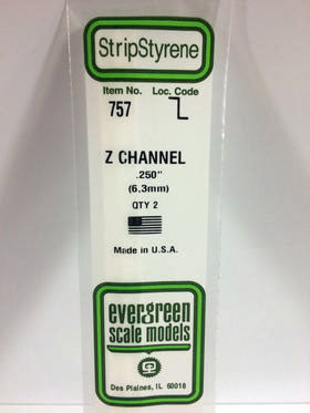 Opaque White Polystyrene Z-Channel 0.250"X14" (2) (EVG757)