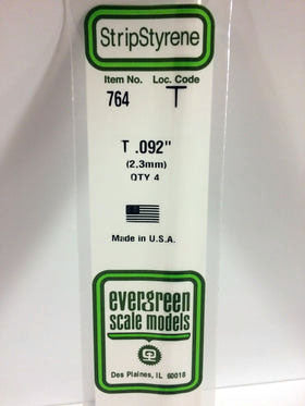Opaque White Polystyrene T-Shape 0.092"x14" (4) (EVG764)