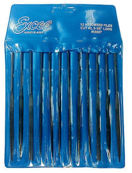 5.5" Long Single Cut #2 Assorted Files with Vinyl Pouch (12) (EXL55607)