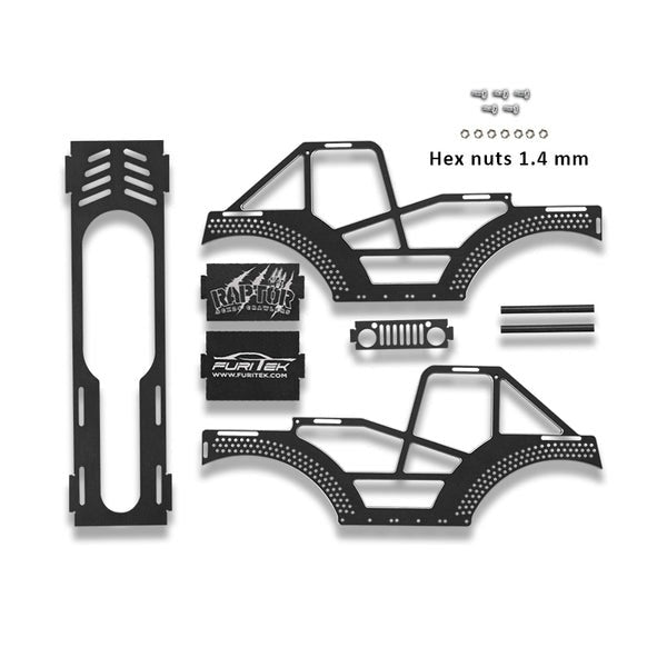 Raptor Aluminum Frame Kit, Black: SCX24 (FTK2110)