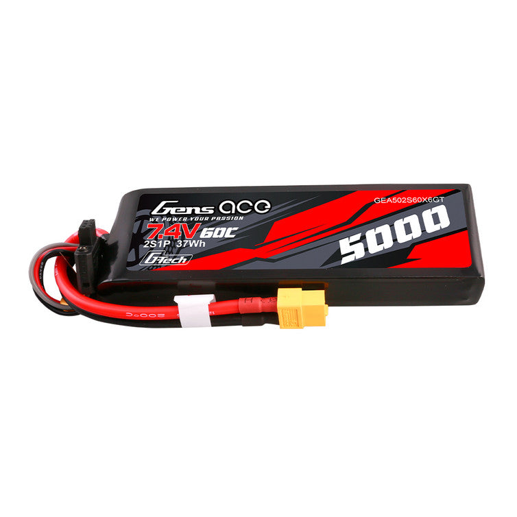 5000mAh 2S 7.4V 60C Short-Size Softcase LiPo Battery, XT60 Connector (GEA502S60X6GT)