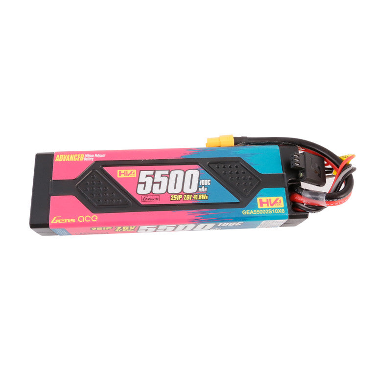 5500mAh 2S 7.6V High Voltage (HV) 100C Hardcase LiPo Battery, XT60 Connector (GEA55002S10X6)