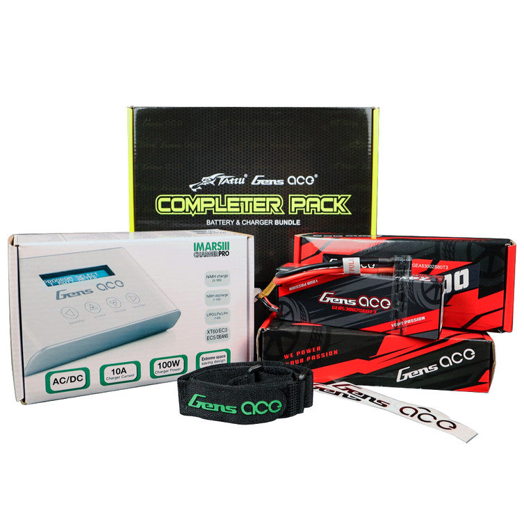 IMars III PRO Charger and (2) 5300mAh 2S 7.4V 60C Hardcase LiPo Batteries with EC3 and Deans Adapter (GEAC53H2SCPR)