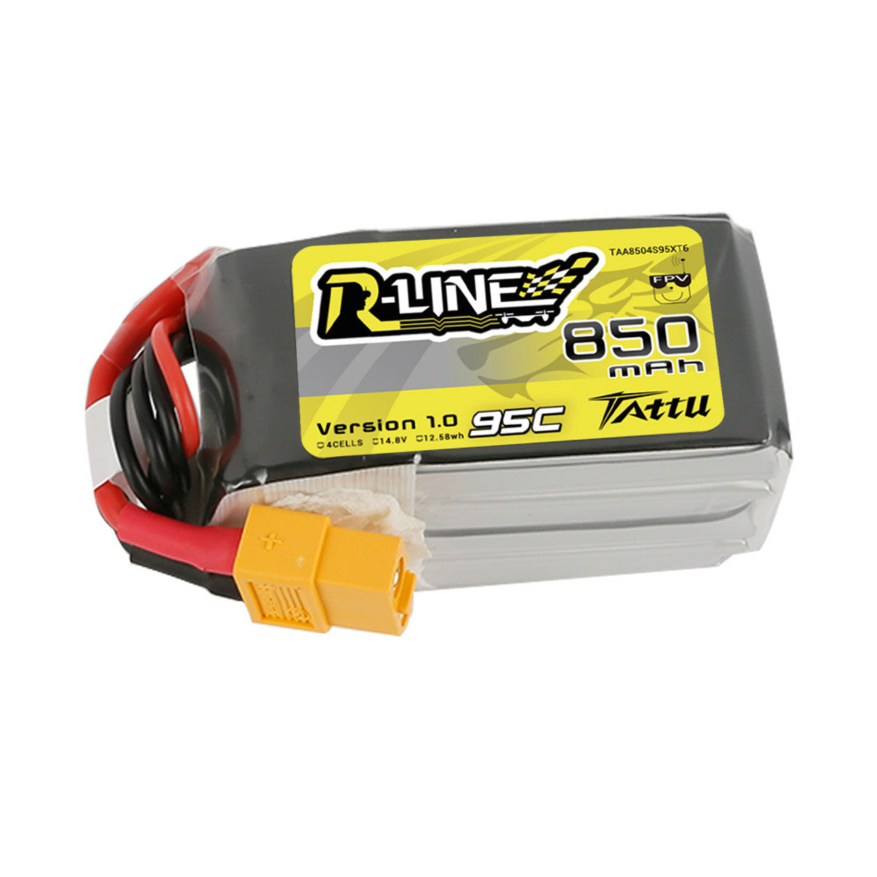 R-Line v1.0 850mAh 4S 14.8V 95C Softcase LiPo Battery, XT600 Connector (GEARL95C8504SX)