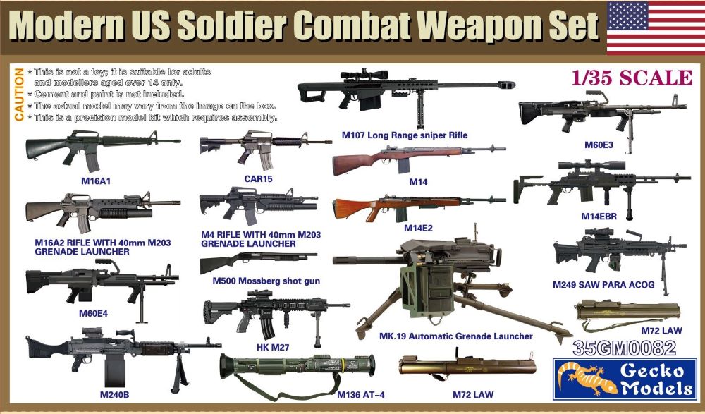 1/35 Modern US Soldier Combat Weapon Set Plastic Model Kit (GKO350082)