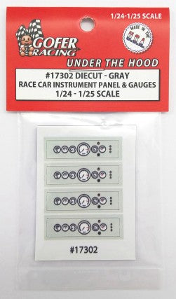 1/24-1/25 Race Car Instrument Panel and Gauges Gray (Diecut Plastic) (GOF17302)