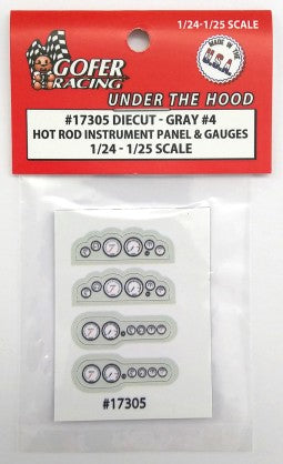 1/24-1/25 Hot Rod Instrument Panel and Gauges Gray #4 (Diecut Plastic) (GOF17305)