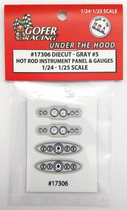 1/24-1/25 Hot Rod Instrument Panel and Gauges Gray #5 (Diecut Plastic) (GOF17306)