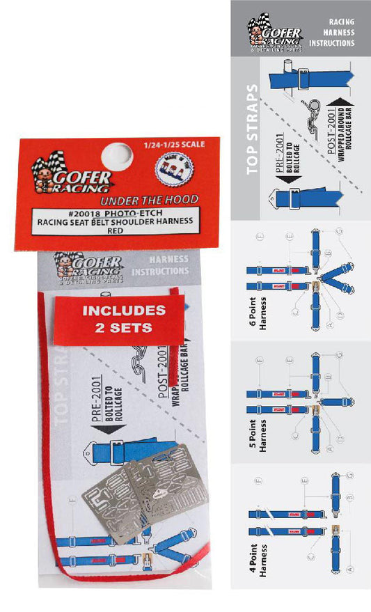 1/24 or 1/25 Photo-Etch Seatbelt And Shoulder Harness Kit Red (GOF20018)
